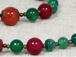  Комплект бусы и браслет из красного и зеленого агата от Nur